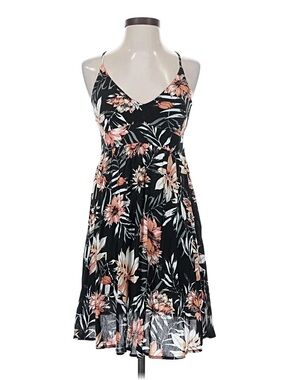Rip Curl Black Floral V-Neck Spaghetti Strap Midi Dress
